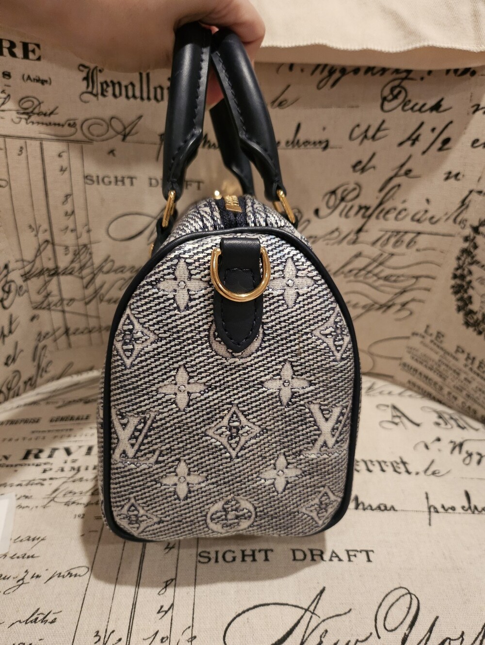 LOUIS VUITTON Speedy 20 Monoglam Bandouliere Jacquard Blue bag - Picture 3 of 16